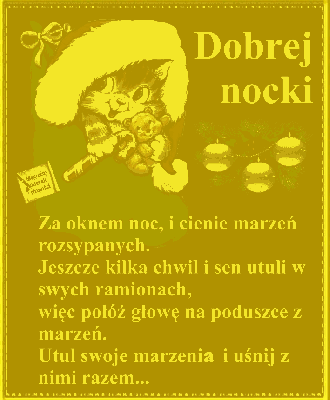 Kotek z życzeniami na Dobranoc